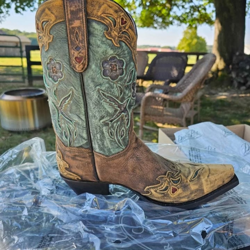 Dan Post Women's Cowboy Boots - Green and Brown